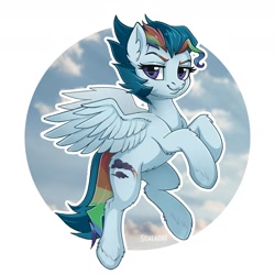 Size: 1616x1616 | Tagged: safe, artist:scheadar, imported from derpibooru, oc, oc only, oc:spectrum storm, pegasus, pony, solo