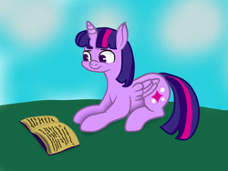 Size: 1032x774 | Tagged: safe, artist:t-bon3thepony, imported from derpibooru, twilight sparkle, alicorn, pony, reading, solo, twilight sparkle (alicorn)