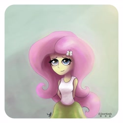 Size: 4096x4096 | Tagged: safe, artist:jearknds, imported from derpibooru, fluttershy, equestria girls, arm behind back, cute, female, shyabetes, solo