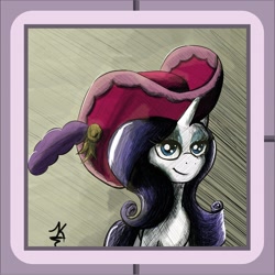 Size: 4092x4096 | Tagged: safe, artist:jearknds, imported from derpibooru, rarity, pony, unicorn, bust, female, hat, solo