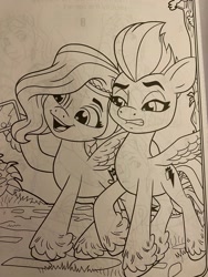 Size: 1536x2048 | Tagged: safe, imported from derpibooru, pipp petals, zipp storm, pegasus, pony, coloring book, coloring page, female, g5, mare, monochrome, royal sisters (g5), siblings, sisters