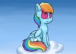 Size: 1003x720 | Tagged: safe, artist:puppyhowler, imported from derpibooru, rainbow dash, pegasus, pony, cloud, female, sky, solo