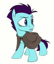 Size: 571x680 | Tagged: safe, artist:jewellier, imported from derpibooru, oc, oc only, oc:mist dribble, earth pony, pony, clothes, coat, male, oda 997, simple background, stallion, young