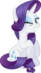 Size: 4000x7117 | Tagged: safe, artist:negatif22, imported from derpibooru, rarity, pony, unicorn, .svg available, cute, female, grin, looking at you, mare, movie accurate, one eye closed, raribetes, simple background, sitting, smiling, smiling at you, solo, transparent background, vector, wink, winking at you