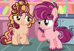 Size: 1952x1368 | Tagged: safe, artist:cheekycheesefan101, imported from derpibooru, oc, oc only, earth pony, pony, colt, female, filly, male, offspring, parent:big macintosh, parent:cheese sandwich, parent:pinkie pie, parent:sugar belle, parents:cheesepie, parents:sugarmac