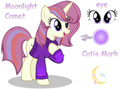 Size: 1504x1122 | Tagged: safe, artist:starshinestellaryt, imported from derpibooru, oc, oc only, oc:moonlight comet, pony, unicorn, clothes, female, mare, offspring, parent:comet tail, parent:moondancer, parents:cometdancer, simple background, solo, sweater, transparent background