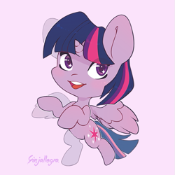 Size: 559x559 | Tagged: safe, artist:ginjallegra, imported from derpibooru, twilight sparkle, alicorn, pony, chibi, cute, female, looking at you, mare, simple background, solo, twiabetes, twilight sparkle (alicorn), wings