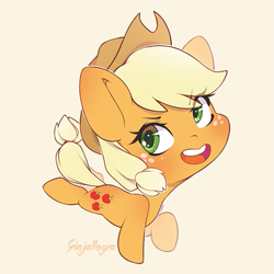 Size: 559x559 | Tagged: safe, artist:ginjallegra, imported from derpibooru, applejack, earth pony, pony, applejack's hat, chibi, cowboy hat, cute, female, hat, jackabetes, mare, simple background, solo