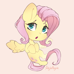 Size: 559x559 | Tagged: safe, artist:ginjallegra, imported from derpibooru, fluttershy, pegasus, pony, chibi, cute, female, looking at you, mare, shyabetes, simple background, solo, wings