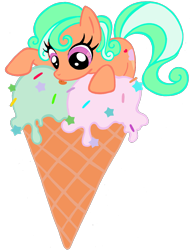 Size: 2137x2806 | Tagged: safe, artist:telasra, imported from derpibooru, oc, oc only, earth pony, pony, earth pony oc, female, food, high res, ice cream, licking, mare, micro, simple background, smiling, solo, tongue out, transparent background