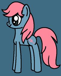 Size: 368x456 | Tagged: safe, artist:rainbowbro58, baby cuddles, earth pony, pony, baby, baby pony, blue background, cuddlebetes, cute, female, filly, g1, g1 to g4, g4, generation leap, ms paint, simple background, smiling, solo