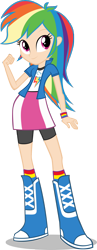 Size: 1024x2638 | Tagged: safe, artist:deathnyan, artist:michaelsety, color edit, edit, imported from derpibooru, rainbow dash, equestria girls, art theft, boots, clothes, female, human coloration, rainbow socks, shoes, simple background, skin color edit, smiling, socks, solo, striped socks, trace, transparent background, vector
