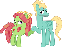 Size: 4269x3260 | Tagged: safe, artist:19crowbar19, artist:90sigma, edit, imported from derpibooru, tree hugger, zephyr breeze, earth pony, pegasus, pony, bandana, dreadlocks, female, hair bun, high res, holding hooves, male, mare, open mouth, open smile, raised hoof, shipping, simple background, smiling, stallion, straight, transparent background, vector, zephyrhugger