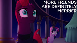 Size: 1280x720 | Tagged: safe, edit, edited screencap, editor:quoterific, imported from derpibooru, screencap, fizzlepop berrytwist, tempest shadow, twilight sparkle, alicorn, pony, unicorn, my little pony: the movie, broken horn, female, horn, mare, night, open mouth, open smile, smiling, twilight sparkle (alicorn)