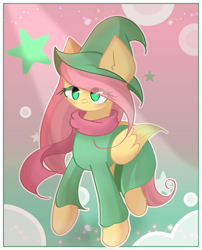 Size: 1700x2100 | Tagged: safe, artist:miryelis, imported from derpibooru, fluttershy, pegasus, pony, :3, clothes, cosplay, costume, cute, deltarune, eye clipping through hair, hat, ralsei, shyabetes, solo, witch hat