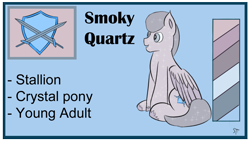 Size: 1192x670 | Tagged: safe, artist:schumette14, imported from derpibooru, oc, oc:smoky quartz, crystal pony, pegasus, next generation, parent:ivory rook, parent:toe-tapper