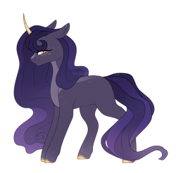 Size: 1696x1668 | Tagged: safe, artist:pokaparida, imported from derpibooru, oc, oc only, pony, unicorn, female, magical lesbian spawn, mare, offspring, parent:princess luna, parent:twilight sparkle, parents:twiluna, simple background, solo, transparent background