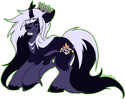 Size: 1721x1353 | Tagged: safe, artist:razinoats, imported from derpibooru, oc, oc only, pony, unicorn, crown, horn, jewelry, regalia, simple background, smiling, transparent background, unicorn oc, unshorn fetlocks