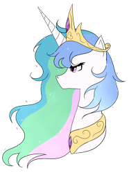 Size: 1649x2184 | Tagged: safe, artist:lucky-em, imported from derpibooru, princess celestia, alicorn, pony, bust, female, jewelry, mare, peytral, profile, simple background, solo, tiara, transparent background