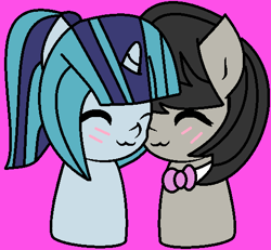 Size: 507x468 | Tagged: safe, artist:jadeharmony, imported from derpibooru, octavia melody, sonata dusk, equestria girls, :3, chibi, cute, female, lesbian, shipping, sonatabetes, sontavia