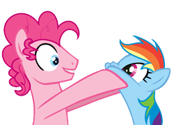 Size: 779x559 | Tagged: safe, artist:yaco, imported from derpibooru, pinkie pie, rainbow dash, earth pony, pegasus, pony, blue eyes, bubble berry, bubbledash, female, half r63 shipping, hooves on cheeks, looking at each other, male, mare, multicolored hair, multicolored mane, nose wrinkle, pink mane, pinkiedash, rainbow hair, rule 63, shipping, simple background, smiling, squishy cheeks, stallion, transparent background