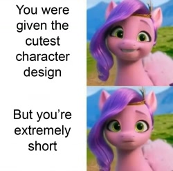 Size: 1242x1229 | Tagged: safe, edit, edited screencap, imported from derpibooru, screencap, pipp petals, pegasus, pony, spoiler:my little pony: a new generation, g5, marelet, meme, my little pony: a new generation, pipp is short