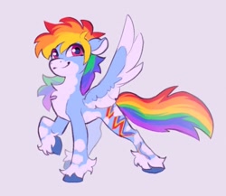 Size: 883x768 | Tagged: safe, artist:draw3, imported from derpibooru, rainbow dash, pegasus, pony, alternate cutie mark, alternate design, chest fluff, coat markings, colored ears, colored hooves, colored wings, pale belly, raised hoof, smiling, socks (coat markings), solo, spread wings, two toned wings, unshorn fetlocks, wings