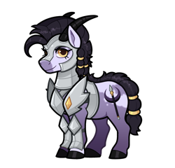 Size: 840x805 | Tagged: safe, alternate version, artist:lastnight-light, imported from derpibooru, oc, oc only, oc:javelin, earth pony, pony, armor, female, horns, mare, simple background, solo, transparent background