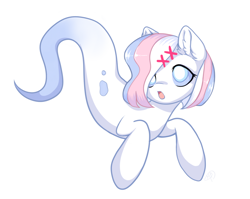 Size: 1024x814 | Tagged: safe, artist:megabait, imported from derpibooru, oc, oc only, oc:ghost pone, ghost, ghost pony, undead, mascot, re:questria, simple background, solo, white background