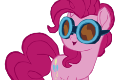 Size: 1280x841 | Tagged: safe, artist:benpictures1, imported from ponybooru, pinkie pie, earth pony, pony, my little pony: the movie, cute, diapinkes, female, goggles, inkscape, looking at someone, mare, open mouth, pink mane, simple background, solo, transparent background, vector