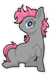 Size: 1100x1600 | Tagged: safe, artist:rainbowheartunicorn, imported from derpibooru, snuzzle, pony, c:, g1, raised hoof, simple background, smiling, solo, transparent background, white outline