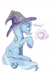 Size: 1543x2183 | Tagged: safe, artist:ardilya, imported from derpibooru, trixie, pony, unicorn, cup, digital art, halloween, holiday, simple background, sketch, teacup