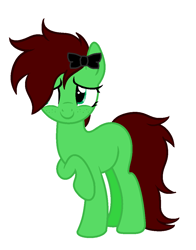 Size: 852x1086 | Tagged: safe, artist:lucky-em, imported from derpibooru, oc, oc only, oc:emerald, earth pony, pony, base used, bow, female, hair bow, mare, raised hoof, simple background, smiling, solo, white background