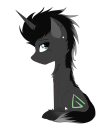 Size: 2800x3500 | Tagged: safe, alternate version, artist:lucky-em, imported from derpibooru, oc, oc only, pony, unicorn, background removed, chest fluff, ear piercing, high res, horn, piercing, simple background, solo, transparent background, unicorn oc
