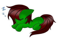 Size: 1024x676 | Tagged: safe, artist:lucky-em, imported from derpibooru, oc, oc only, earth pony, pony, earth pony oc, lying down, onomatopoeia, prone, simple background, sleeping, solo, sound effects, transparent background, zzz