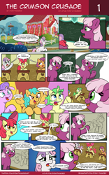 Size: 1599x2560 | Tagged: safe, artist:doodledonutart, imported from derpibooru, apple bloom, cheerilee, scootaloo, sweetie belle, oc, pony, comic:the-crimson-crusade, comic, cutie mark crusaders