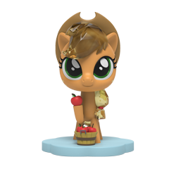 Size: 1000x1000 | Tagged: safe, imported from derpibooru, part of a set, applejack, earth pony, pony, apple, figurine, food, kwistal fwenz, merchandise, mighty jaxx, simple background, solo, transparent background