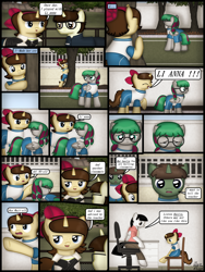 Size: 1750x2333 | Tagged: safe, artist:99999999000, imported from derpibooru, oc, oc only, oc:cwe, oc:li anna, oc:mar baolin, pegasus, pony, unicorn, comic:nice to meet you, clothes, comic, crying, female, filly, male, tree