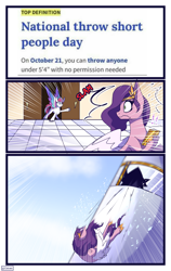 Size: 2400x3800 | Tagged: safe, artist:celes-969, imported from derpibooru, pipp petals, zipp storm, pegasus, pony, abuse, broken glass, defenestration, door, falling, female, g5, height supremacy, high res, my little pony: a new generation, national throw short people day, petalbuse, phone, pipp is short, siblings, sisters, sisters being sisters, this will end in pain, this will end in tears, throwing, urban dictionary, yeet