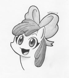 Size: 1211x1349 | Tagged: safe, artist:deeartistnet, imported from derpibooru, apple bloom, earth pony, pony, female, filly, inktober, inktober 2018, monochrome, sketch, solo