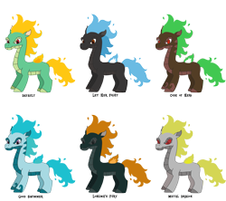 Size: 7344x6528 | Tagged: safe, artist:supahdonarudo, imported from derpibooru, dragon, hybrid, longma, them's fightin' herds, alternate color palette, beast wars, bowser, bowser's fury, color palette, dinobot, godzilla, godzilla (series), mechagodzilla, raya and the last dragon, reference, simple background, sisu, tianhuo (tfh), transformers, transparent background
