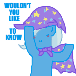 Size: 500x500 | Tagged: safe, artist:askpinkiepieandfriends, imported from derpibooru, trixie, pony, unicorn, ask, cape, clothes, female, hat, mare, simple background, solo, trixie's cape, trixie's hat, tumblr, white background