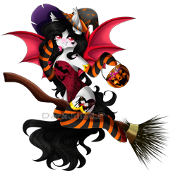 Size: 4222x4367 | Tagged: safe, artist:darkjillmlp123, imported from derpibooru, oc, oc only, oc:dark jill, bat pony, semi-anthro, absurd resolution, broom, clothes, corset, simple background, socks, solo, striped socks, transparent background