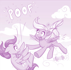 Size: 1000x992 | Tagged: safe, artist:dstears, imported from derpibooru, oc, oc only, pegasus, pony, falling, flying, g5, my little pony: a new generation, open mouth, pegasus oc, poof, the implications are horrible, this will end in death, this will end in pain, this will end in tears, this will end in tears and/or death