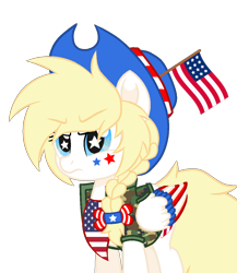 Size: 1000x1150 | Tagged: safe, artist:starspangledpony, imported from derpibooru, oc, oc only, oc:star spangle, pegasus, pony, braid, female, hat, mare, nation ponies, pegasus oc, ponified, simple background, solo, starry eyes, transparent background, united states, wingding eyes