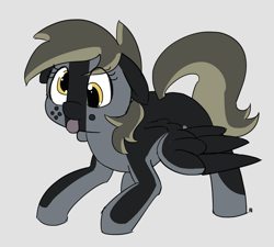 Size: 5504x4963 | Tagged: safe, artist:pabbley, imported from twibooru, derpy hooves, pegasus, pony, derp, female, gray background, image, mare, nintendo switch, png, ponified, simple background, solo, spread wings, switch dog, switch-tan, tongue out, wings