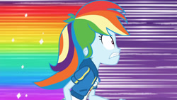 Size: 3410x1920 | Tagged: safe, imported from derpibooru, screencap, rainbow dash, equestria girls, equestria girls series, holidays unwrapped, spoiler:eqg series (season 2), breasts, clothes, cutie mark, cutie mark on clothes, dashing through the mall, female, geode of super speed, high res, hoodie, jewelry, magical geodes, necklace, rainbow trail, solo