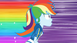 Size: 3410x1920 | Tagged: safe, imported from derpibooru, screencap, rainbow dash, equestria girls, equestria girls series, holidays unwrapped, spoiler:eqg series (season 2), breasts, clothes, cutie mark, cutie mark on clothes, dashing through the mall, female, geode of super speed, high res, hoodie, jewelry, magical geodes, necklace, open mouth, rainbow trail, solo