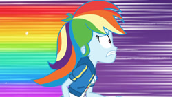 Size: 3410x1920 | Tagged: safe, imported from derpibooru, screencap, rainbow dash, equestria girls, equestria girls series, holidays unwrapped, spoiler:eqg series (season 2), breasts, clothes, cutie mark, cutie mark on clothes, dashing through the mall, female, geode of super speed, high res, hoodie, jewelry, magical geodes, necklace, rainbow trail, solo