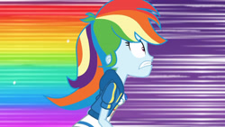 Size: 3410x1920 | Tagged: safe, imported from derpibooru, screencap, rainbow dash, equestria girls, equestria girls series, holidays unwrapped, spoiler:eqg series (season 2), breasts, clothes, cutie mark, cutie mark on clothes, dashing through the mall, female, geode of super speed, high res, hoodie, jewelry, magical geodes, necklace, rainbow trail, solo